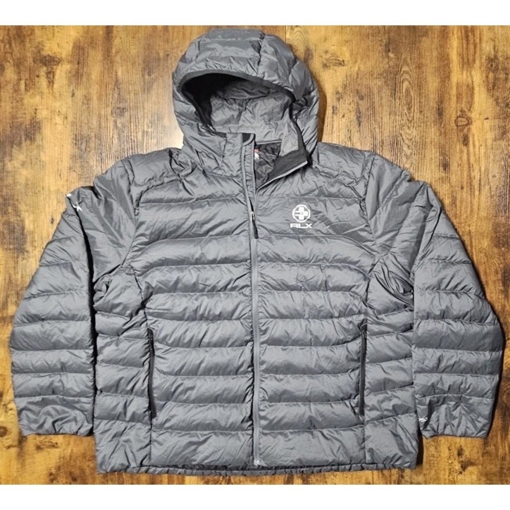 RLX Ralph Lauren Classics Grey Down Puffer Jacket Hooded Men's Size 3XB Ex Cond